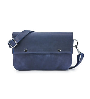 Matte Waxed Leather Unisex Crossbody Bag - Convertible to Waist bag, Clutch