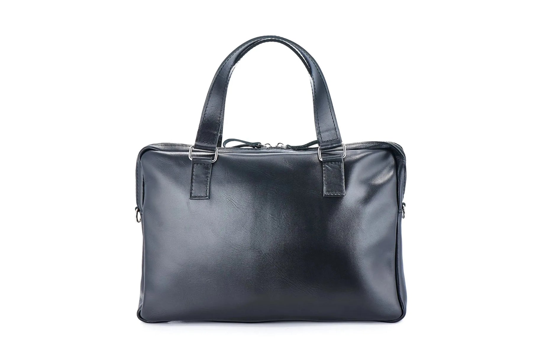 Leather Laptop Briefcase with Organizer | Smooth Black - Wenderfarer