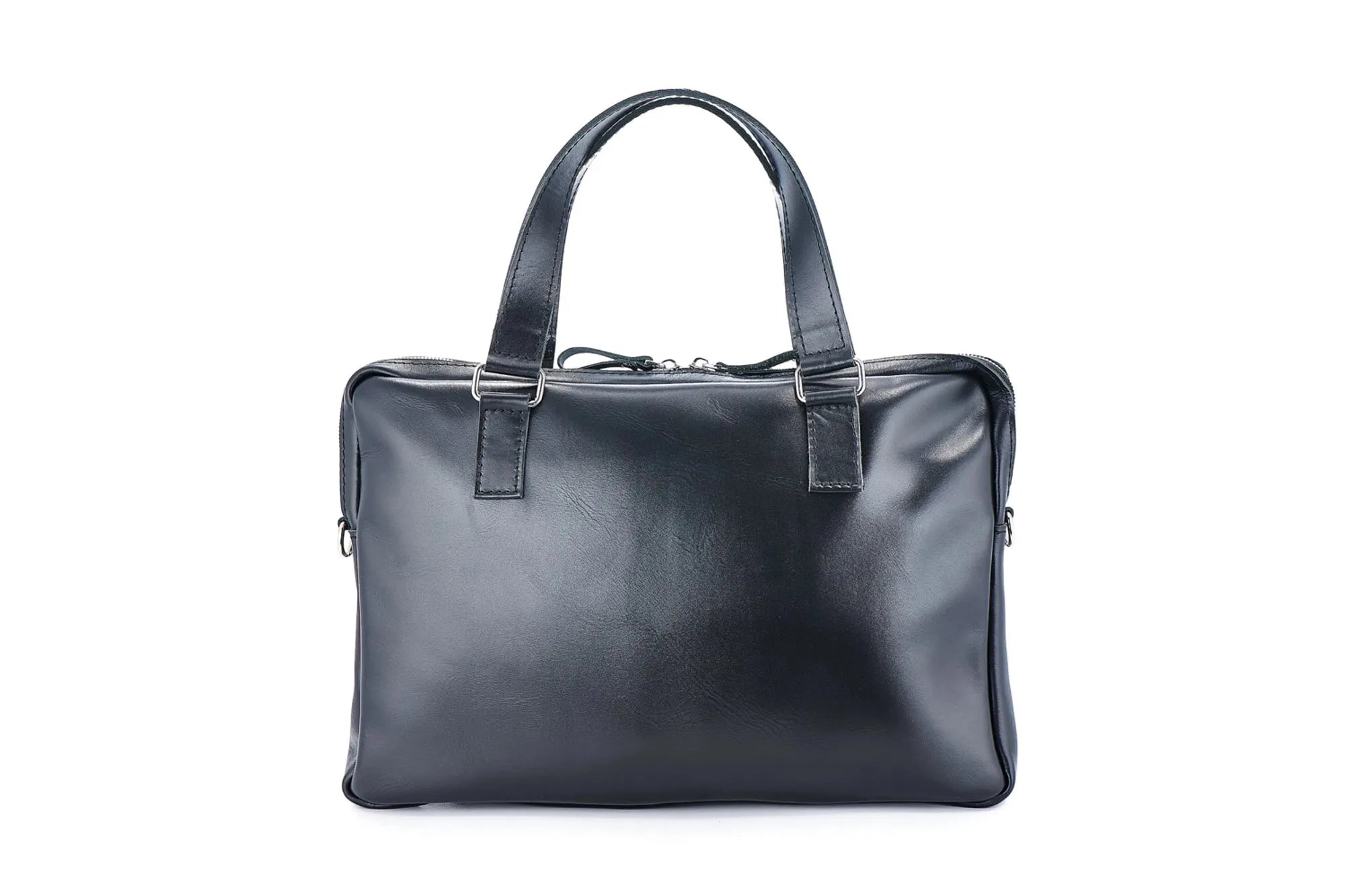 Leather Laptop Briefcase with Organizer | Smooth Black - Wenderfarer