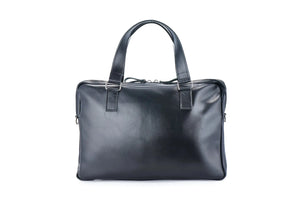 Leather Laptop Briefcase with Organizer | Smooth Black - Wenderfarer