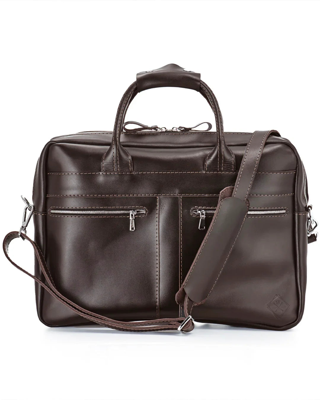 Men's Zippered Leather Briefcase – Work & Everyday Laptop Bag