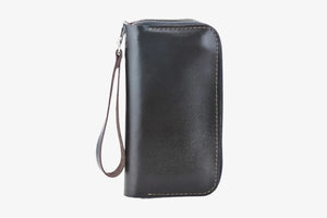 Leather Clutch Wallet – Zip Closure & Wrist Strap