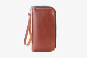 Leather Clutch Wallet – Zip Closure & Wrist Strap