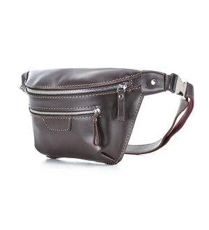 Leather Waist & Crossbody Bag – Unisex Belt Bag with Zippers