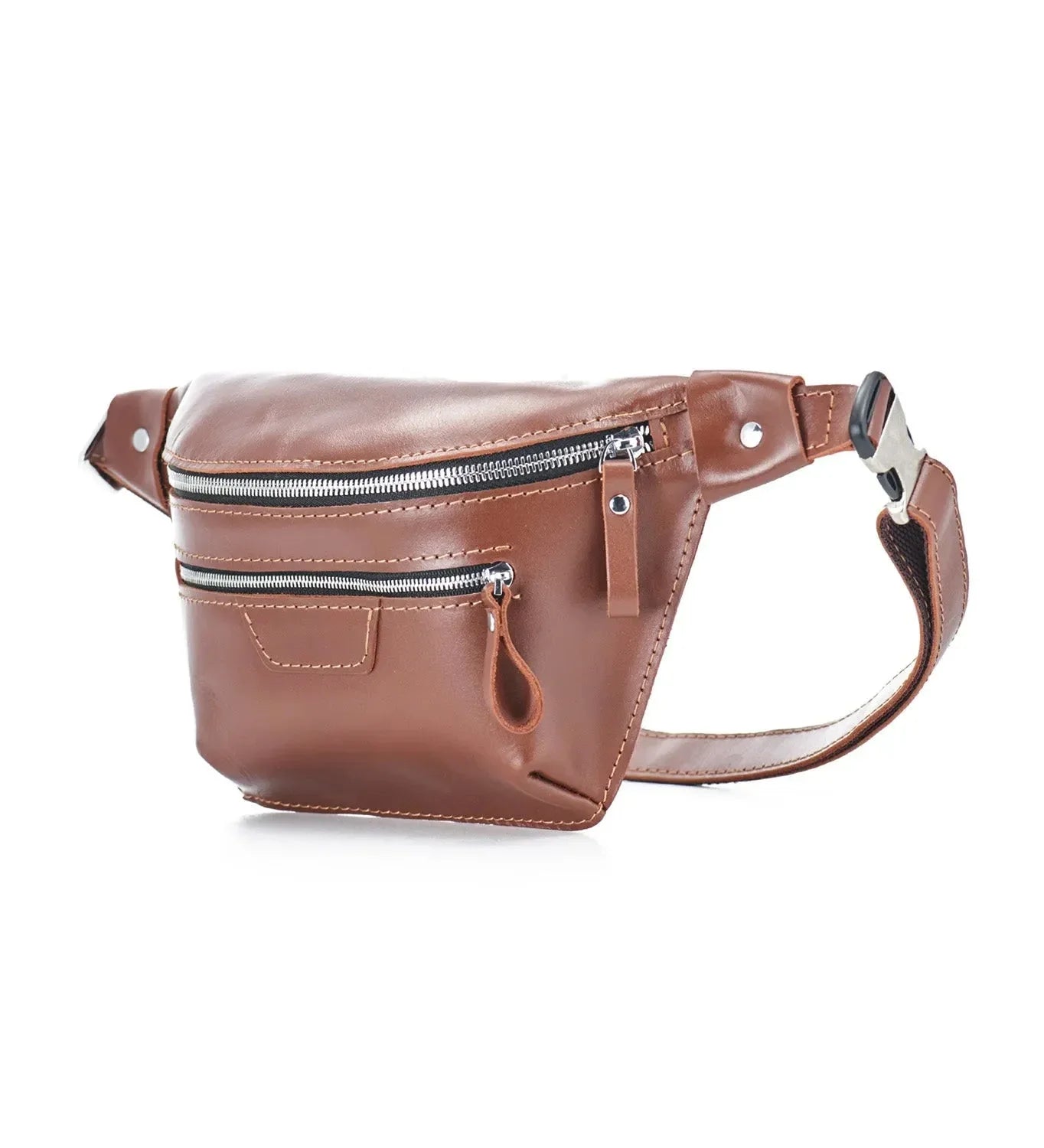 Leather Waist & Crossbody Bag – Unisex Belt Bag with Zippers