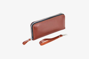 Leather Clutch Wallet – Zip Closure & Wrist Strap