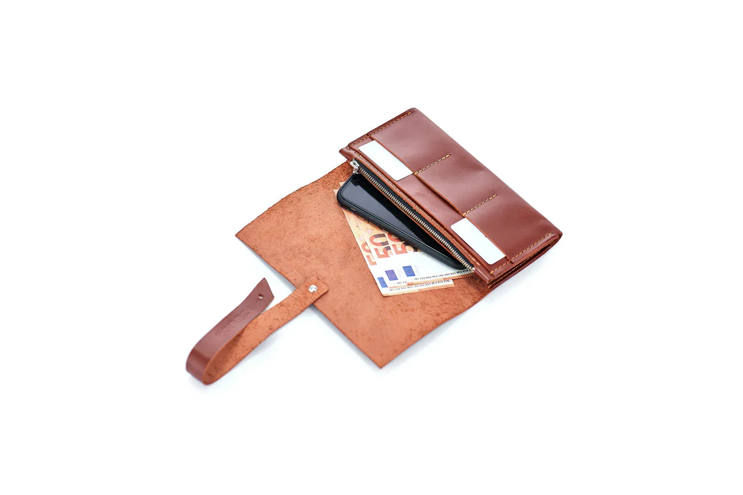 Smooth Leather Wallet for Women | Wrap Closure + Zip Pocket
