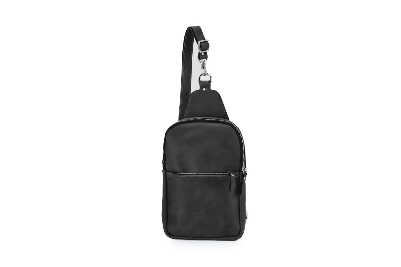 Matte Waxed Leather Sling Bag – Slim Crossbody & Semi-Backpack