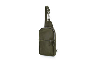 Matte Waxed Leather Sling Bag – Slim Crossbody & Semi-Backpack