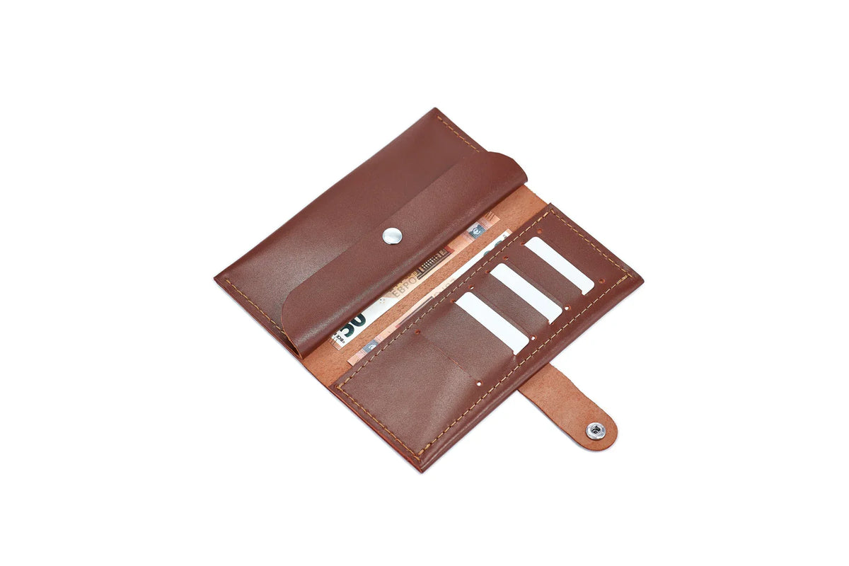 Classic Long Wallet – Smooth Leather & Snap Button