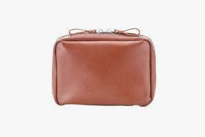 Zippered Leather Cable Organizer with Handle | Travel Tech Pouch