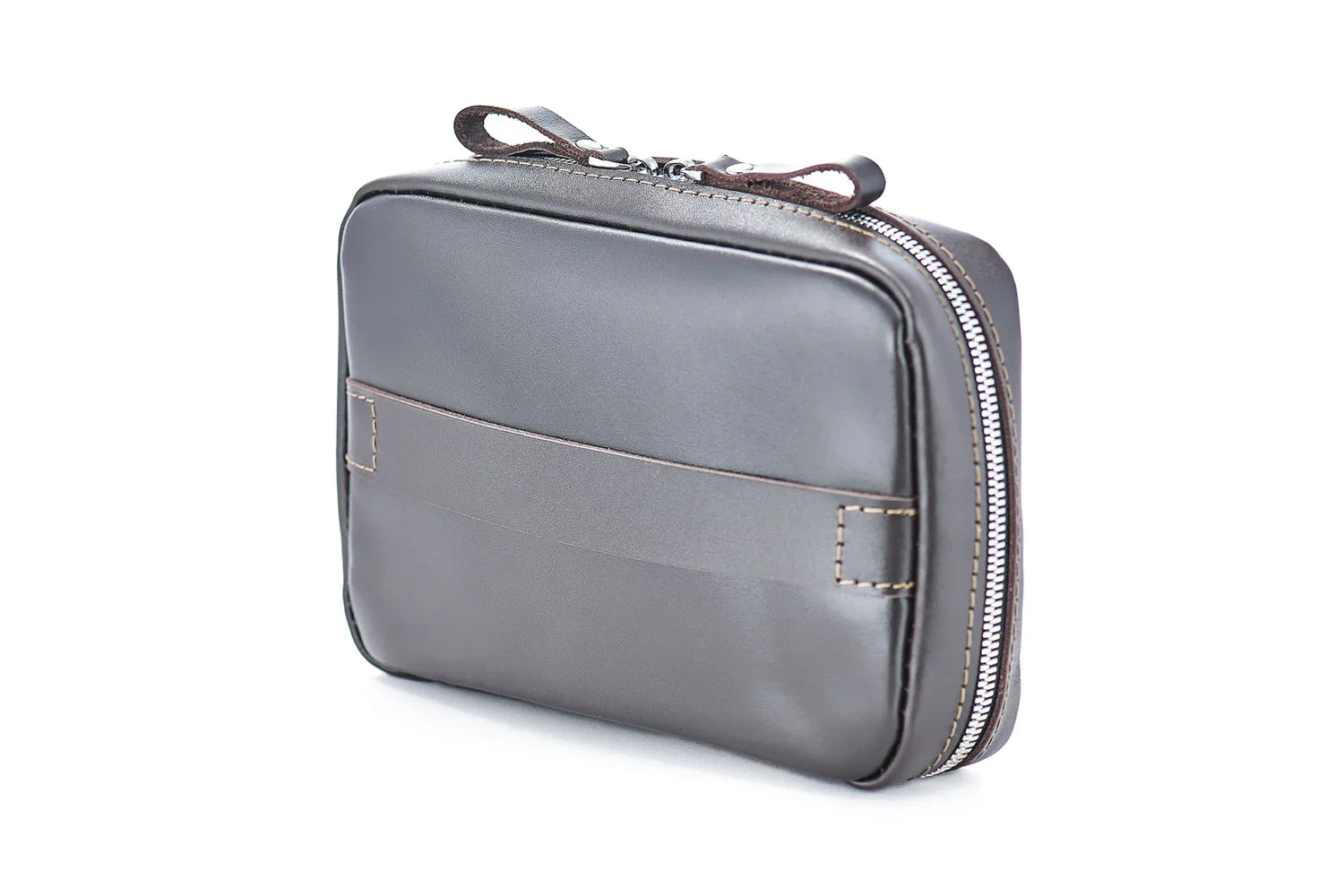 Zippered Leather Cable Organizer with Handle | Travel Tech Pouch