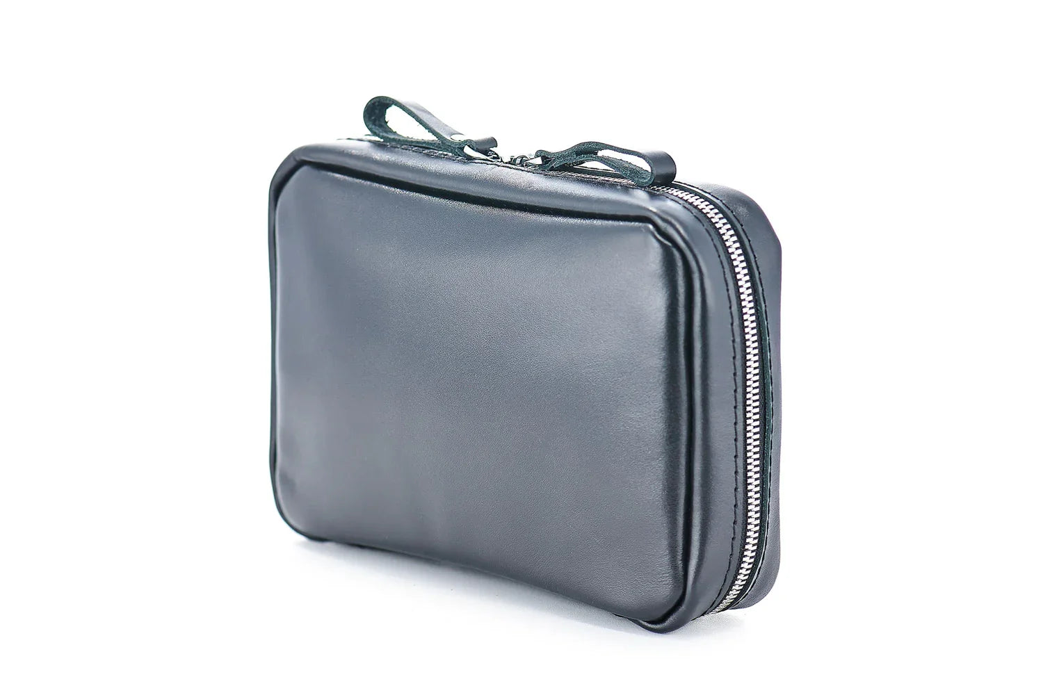 Zippered Leather Cable Organizer with Handle | Travel Tech Pouch