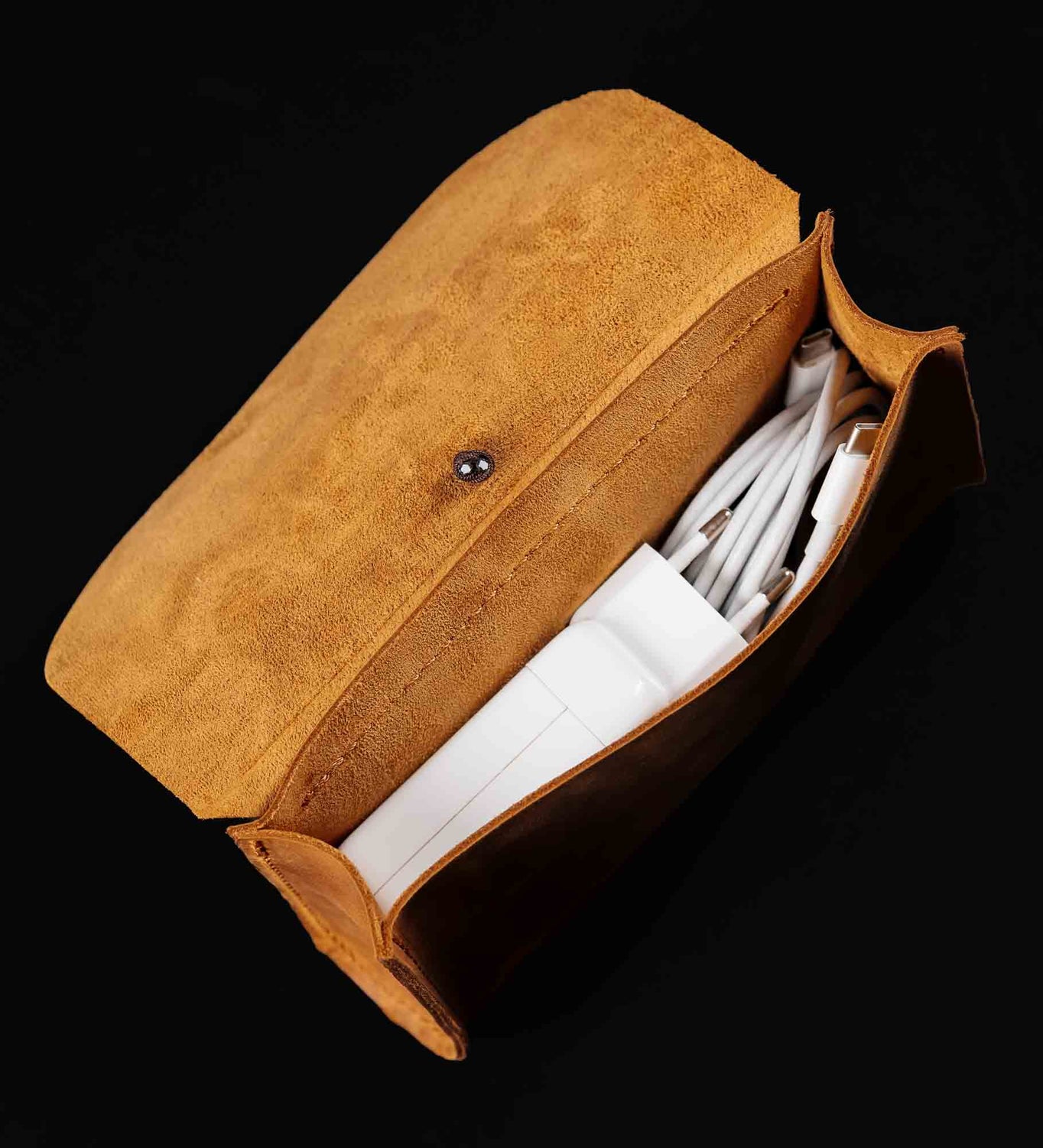 Distressed Leather Pouch for Cables & Tech | Saver