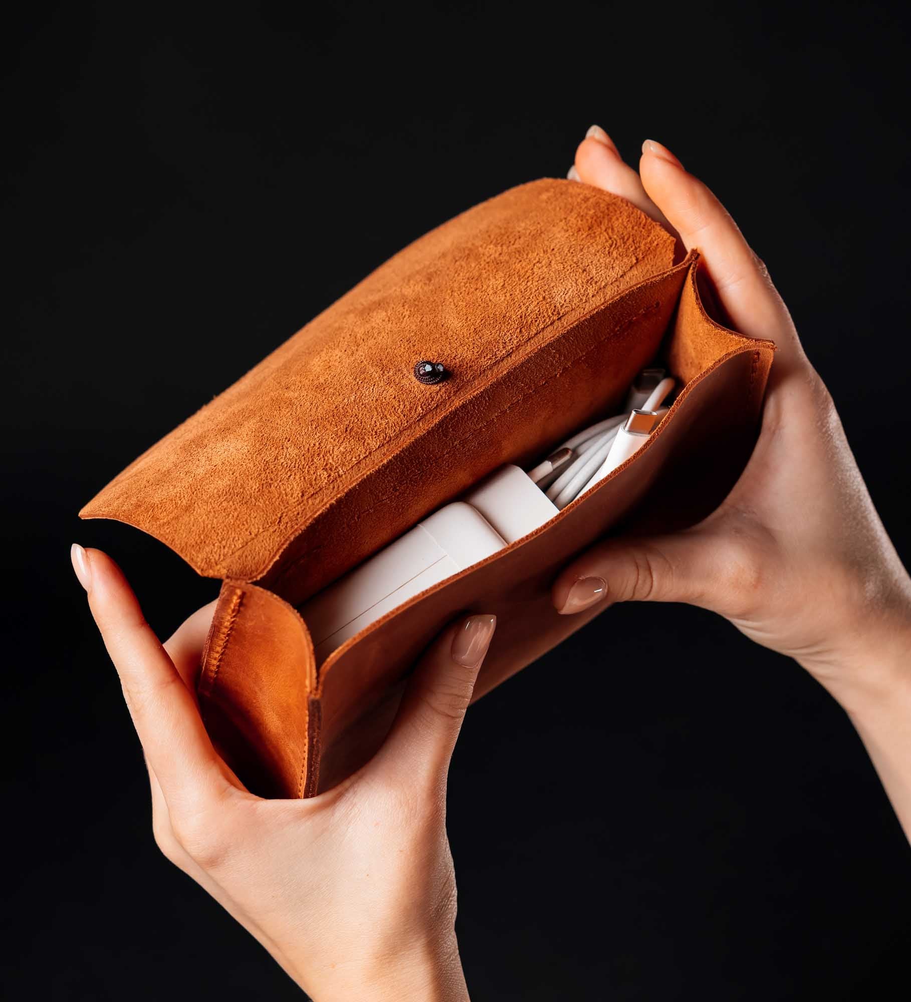 Distressed Leather Pouch for Cables & Tech | Saver