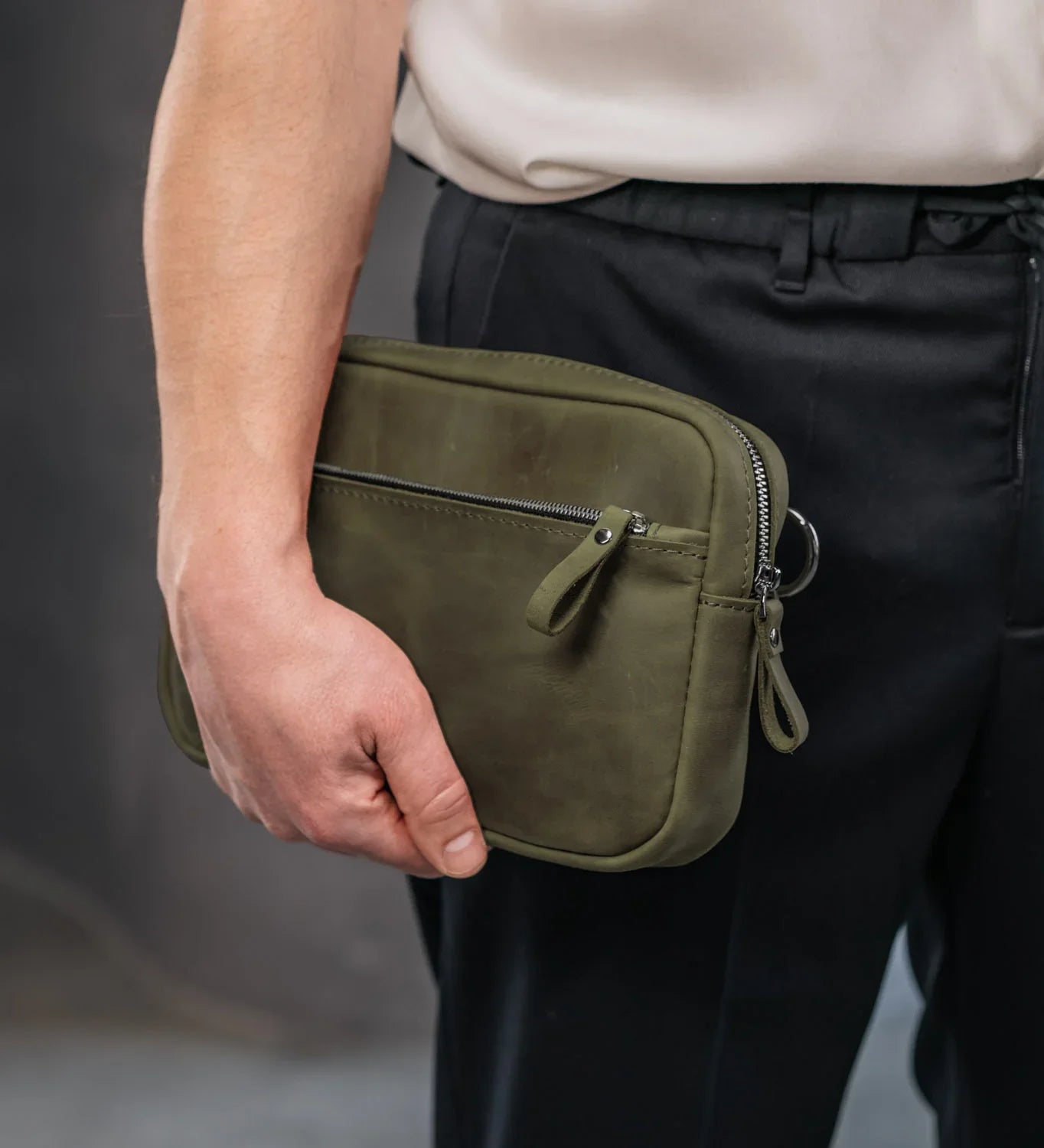 Zippered Leather Crossbody Bag for Men and Women | Orson