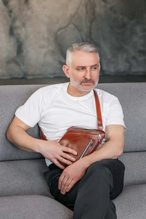 Smooth Leather Sling Bag for Men's | Hidden