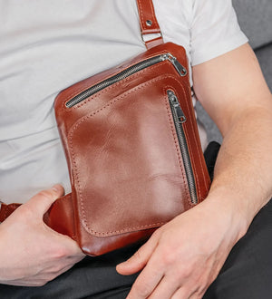 Smooth Leather Sling Bag for Men's | Hidden