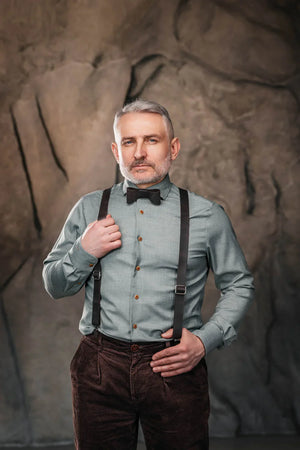 Y-Back Matte Leather Suspenders for Men – Rustic Style