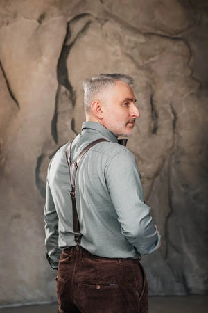 Y-Back Matte Leather Suspenders for Men – Rustic Style