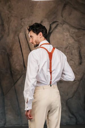 Y-Back Matte Leather Suspenders for Men – Rustic Style