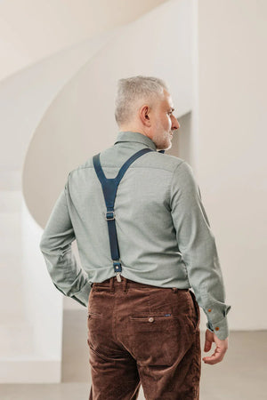 Y-Back Matte Leather Suspenders for Men – Rustic Style