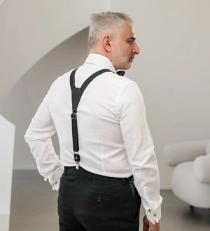 Y-Back Matte Leather Suspenders for Men – Rustic Style