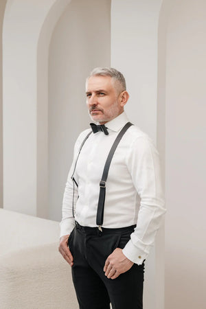 Y-Back Matte Leather Suspenders for Men – Rustic Style
