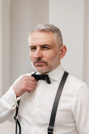 Y-Back Matte Leather Suspenders for Men – Rustic Style