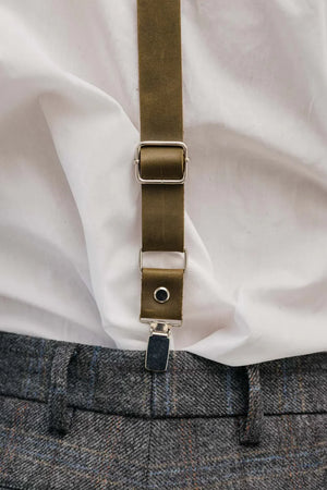 Y-Back Matte Leather Suspenders for Men – Rustic Style