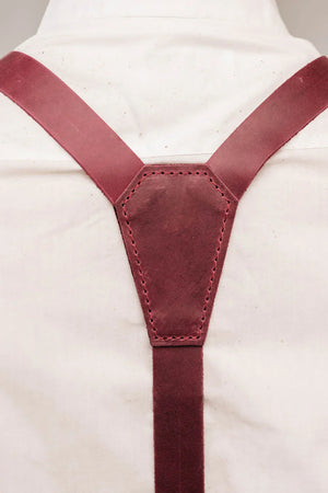 Y-Back Matte Leather Suspenders for Men – Rustic Style