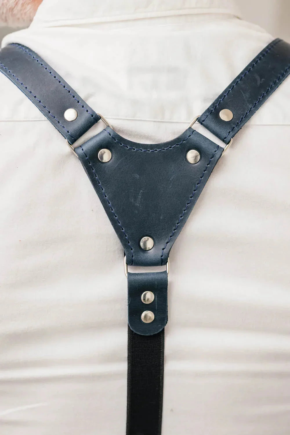 Waxed Matte Leather Suspenders for Men with Buckles