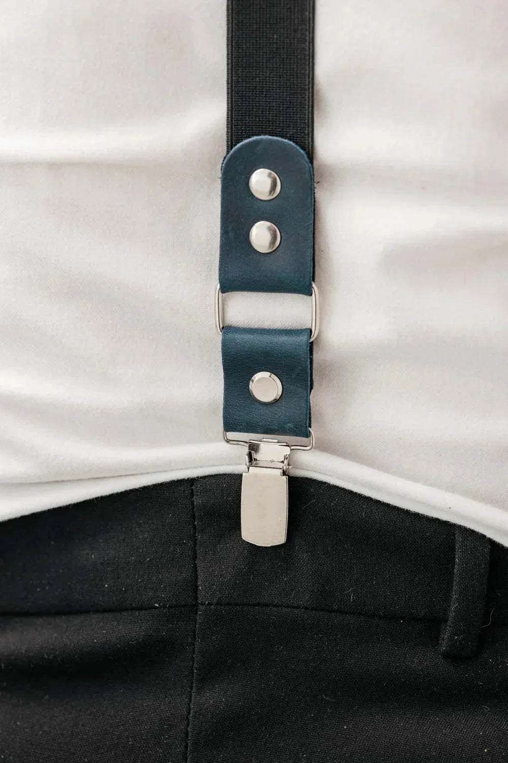 Waxed Matte Leather Suspenders for Men with Buckles