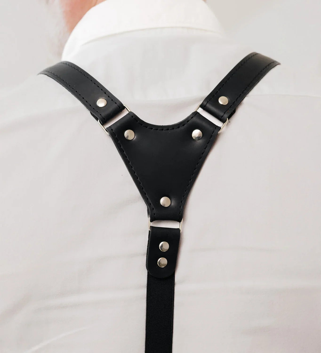 Waxed Matte Leather Suspenders for Men with Buckles