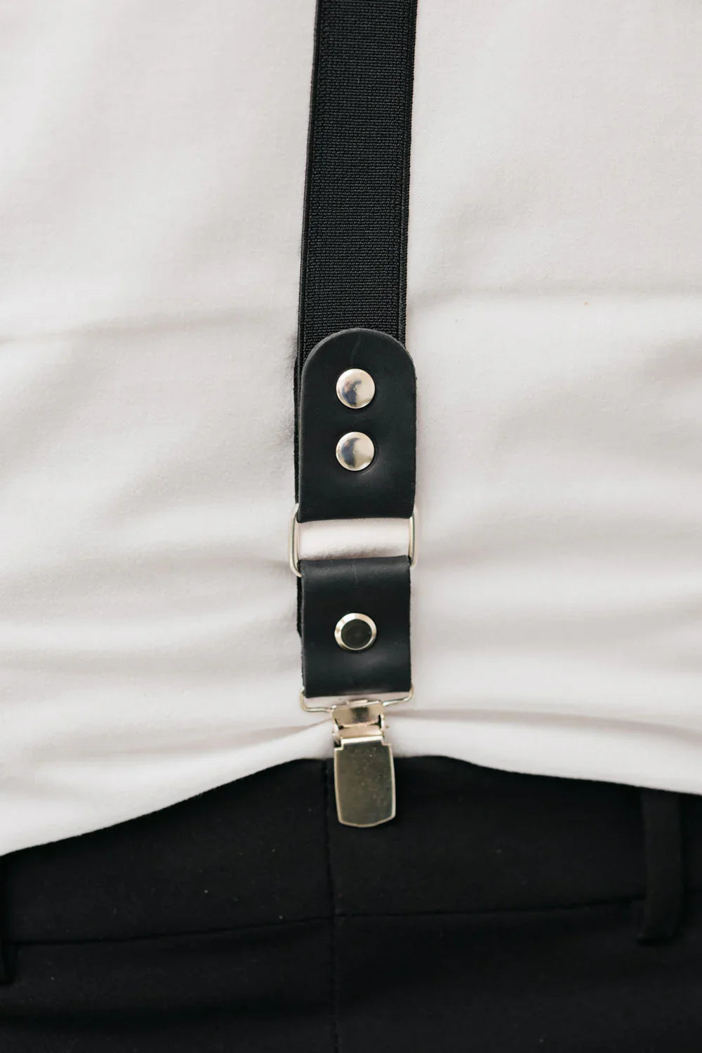 Waxed Matte Leather Suspenders for Men with Buckles