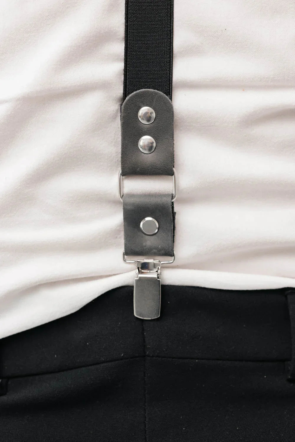 Waxed Matte Leather Suspenders for Men with Buckles