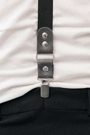 Waxed Matte Leather Suspenders for Men with Buckles