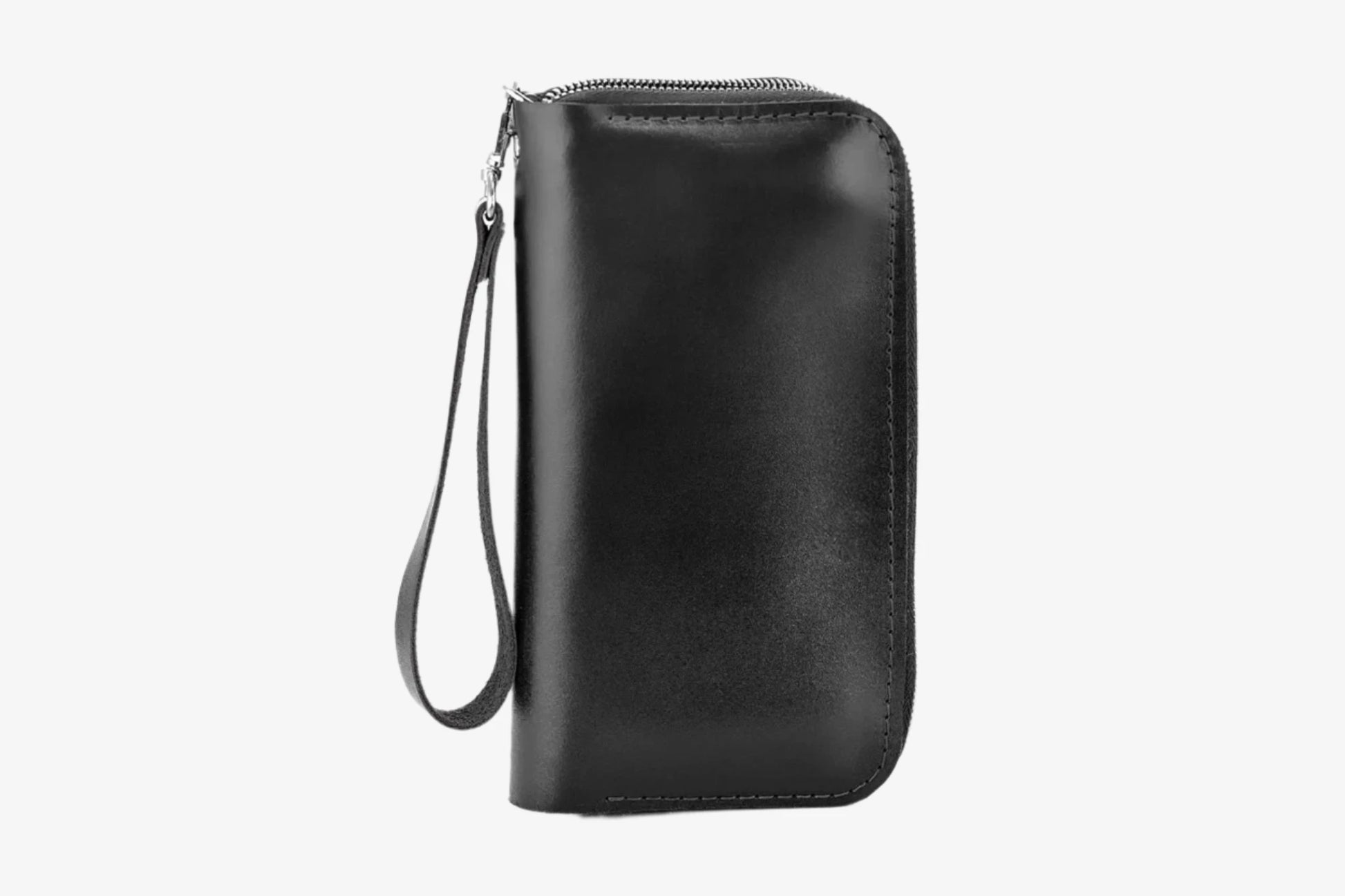 Zip Leather Clutch Wallet | Smooth Black - Wenderfarer
