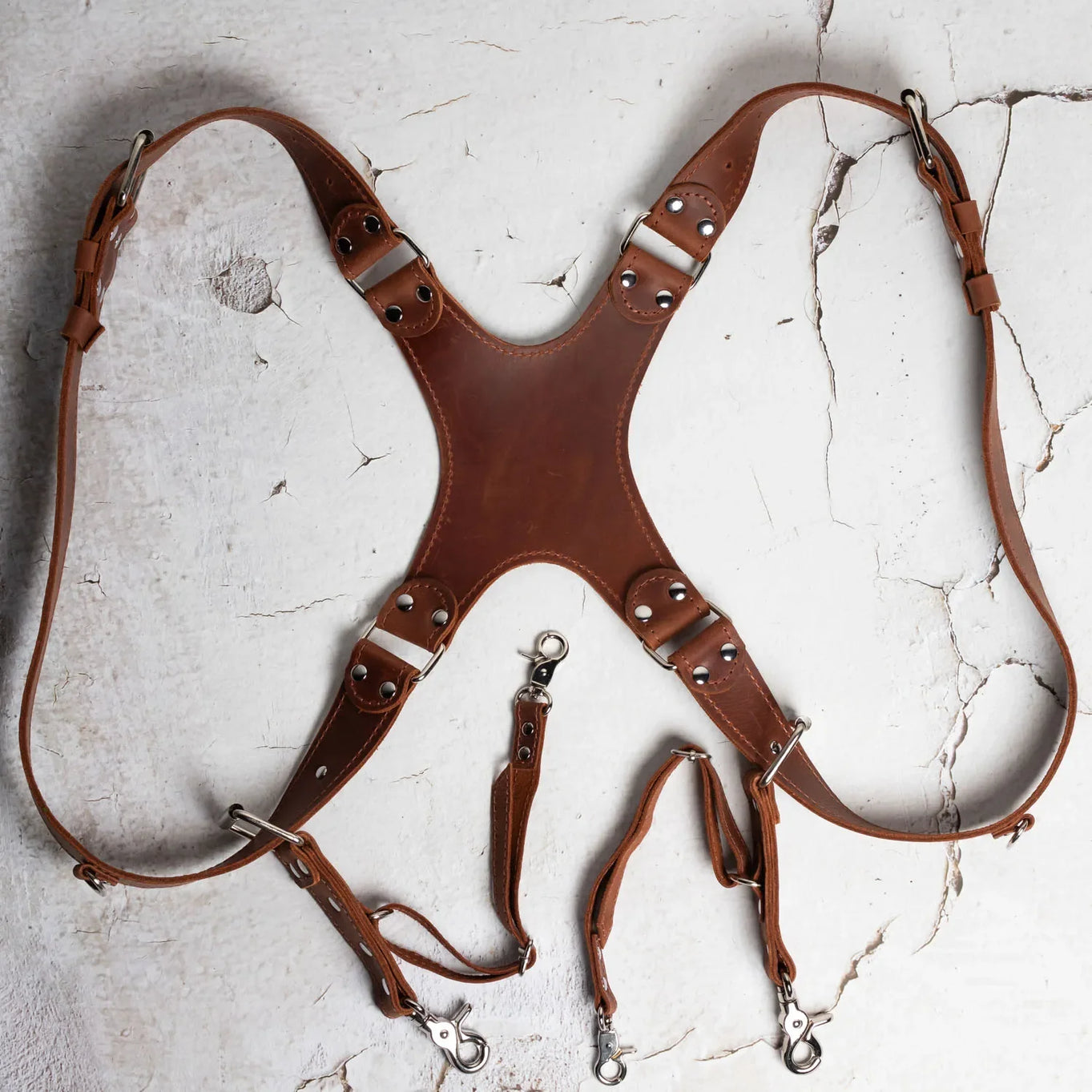 Dual Camera Harness – Matte Leather with Custom Logo Option