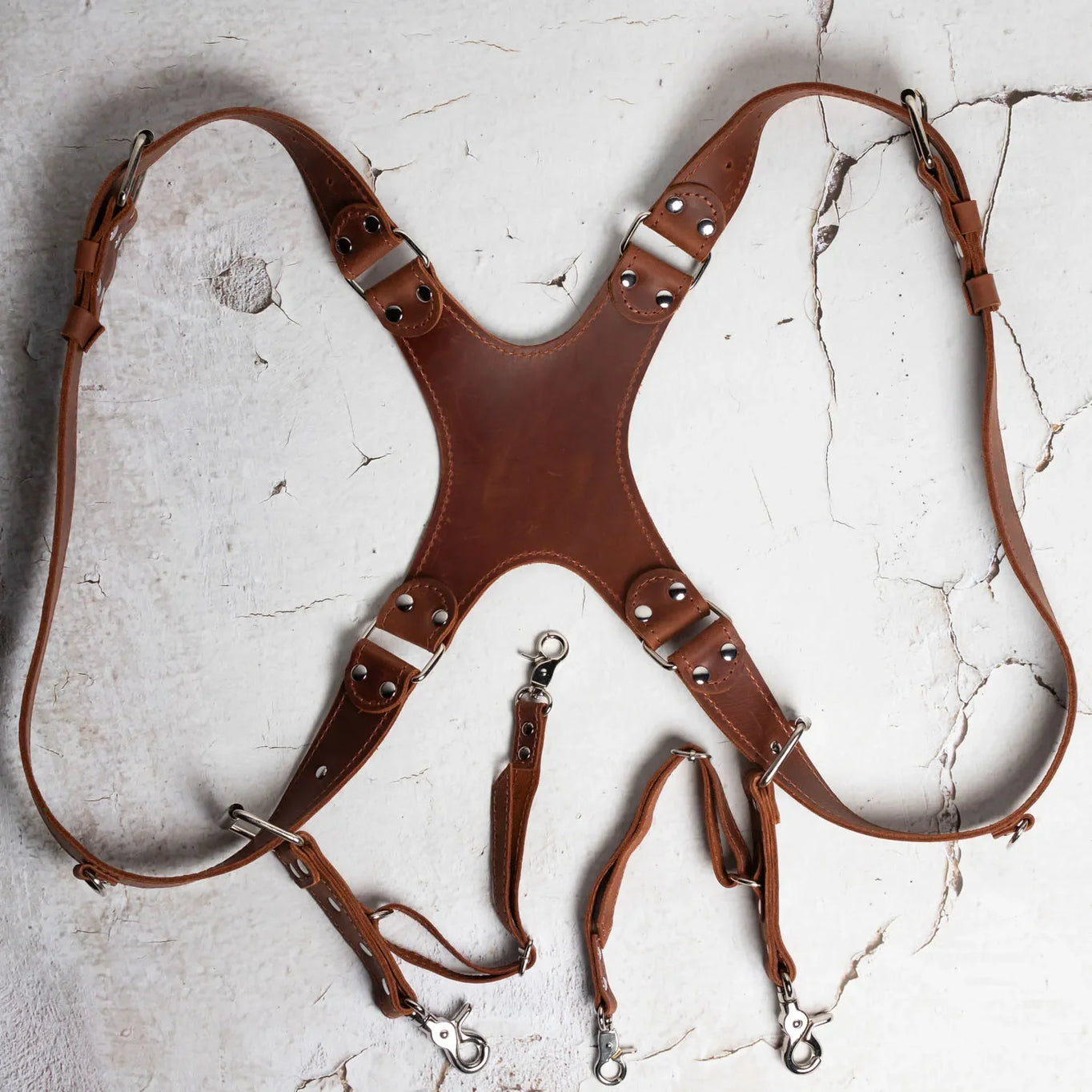 Dual Camera Harness – Matte Leather with Custom Logo Option