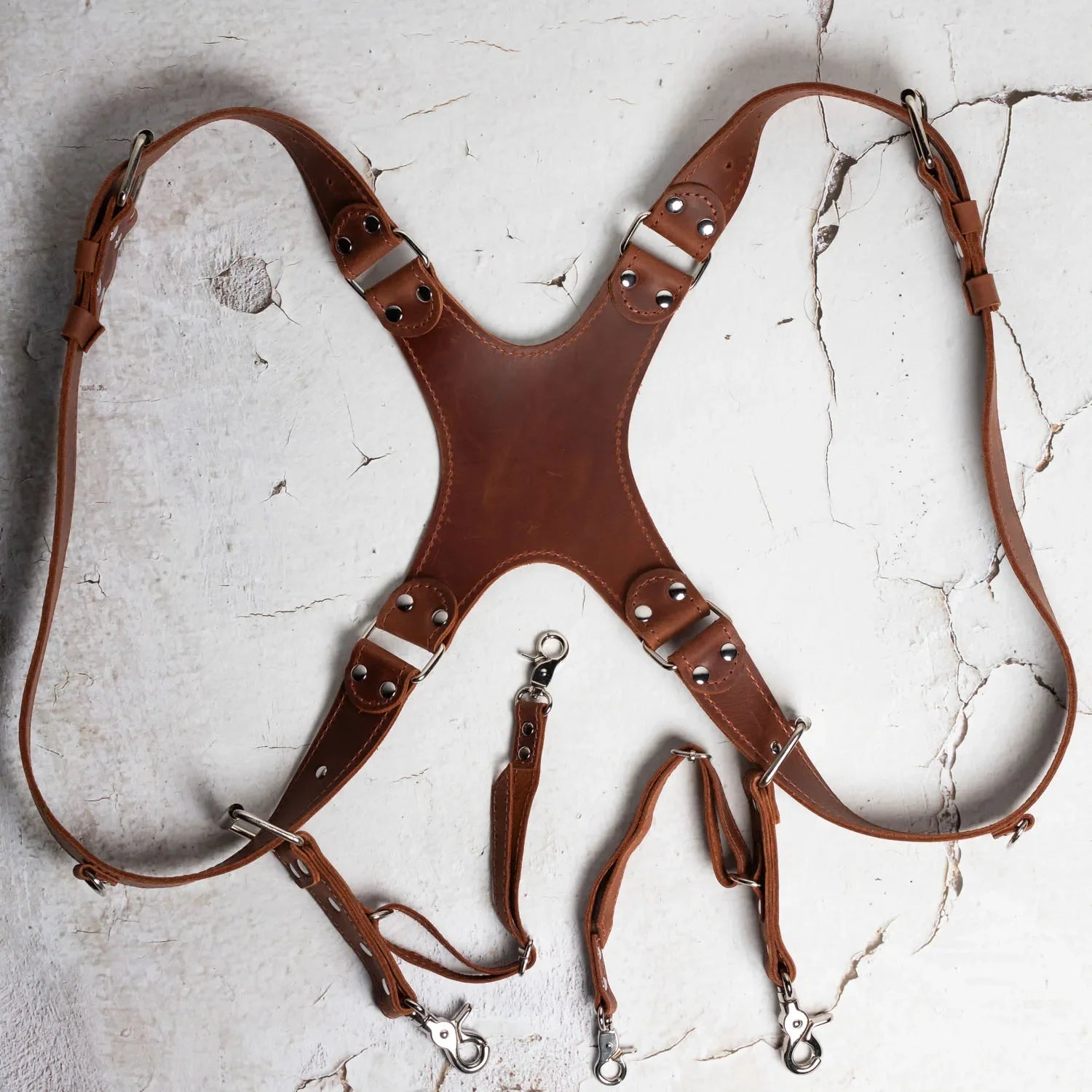 Dual Camera Harness – Matte Leather with Custom Logo Option