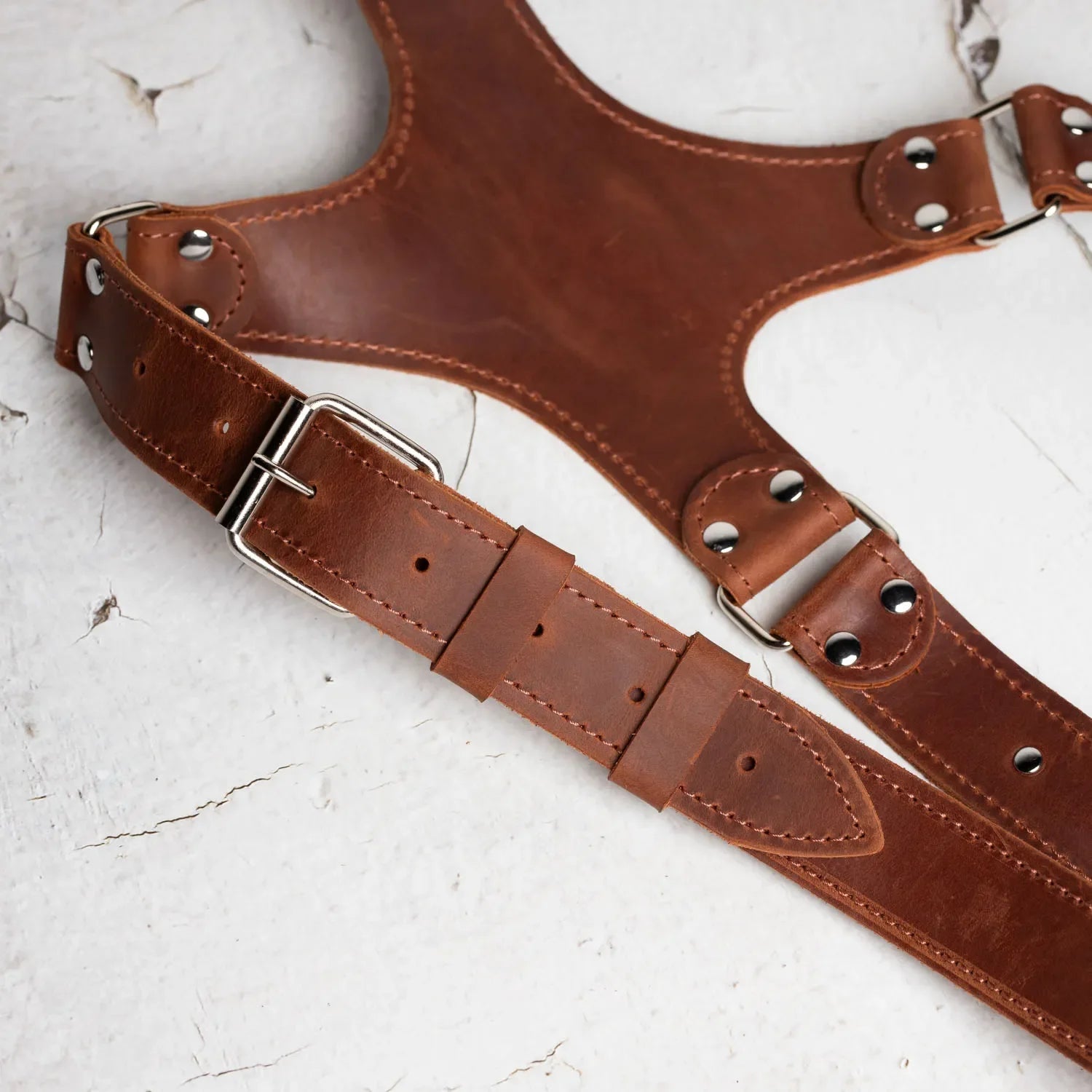 Dual Camera Harness – Matte Leather with Custom Logo Option