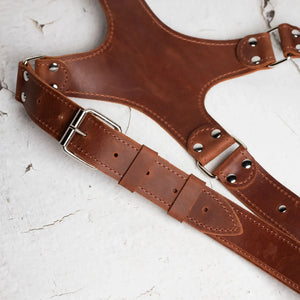 Dual Camera Harness – Matte Leather with Custom Logo Option