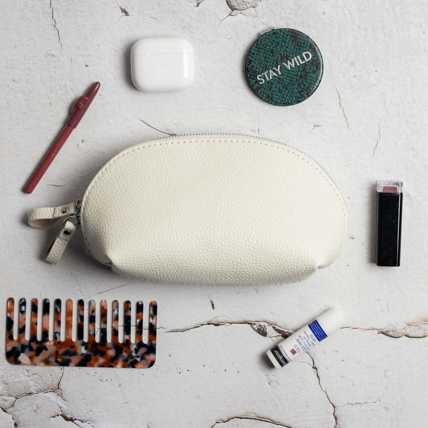 Full Grain Leather Makeup Bag for Women | Mirana