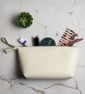 Grainy Leather Cosmetic Bag – Zippered Travel Pouch for Women | Allure