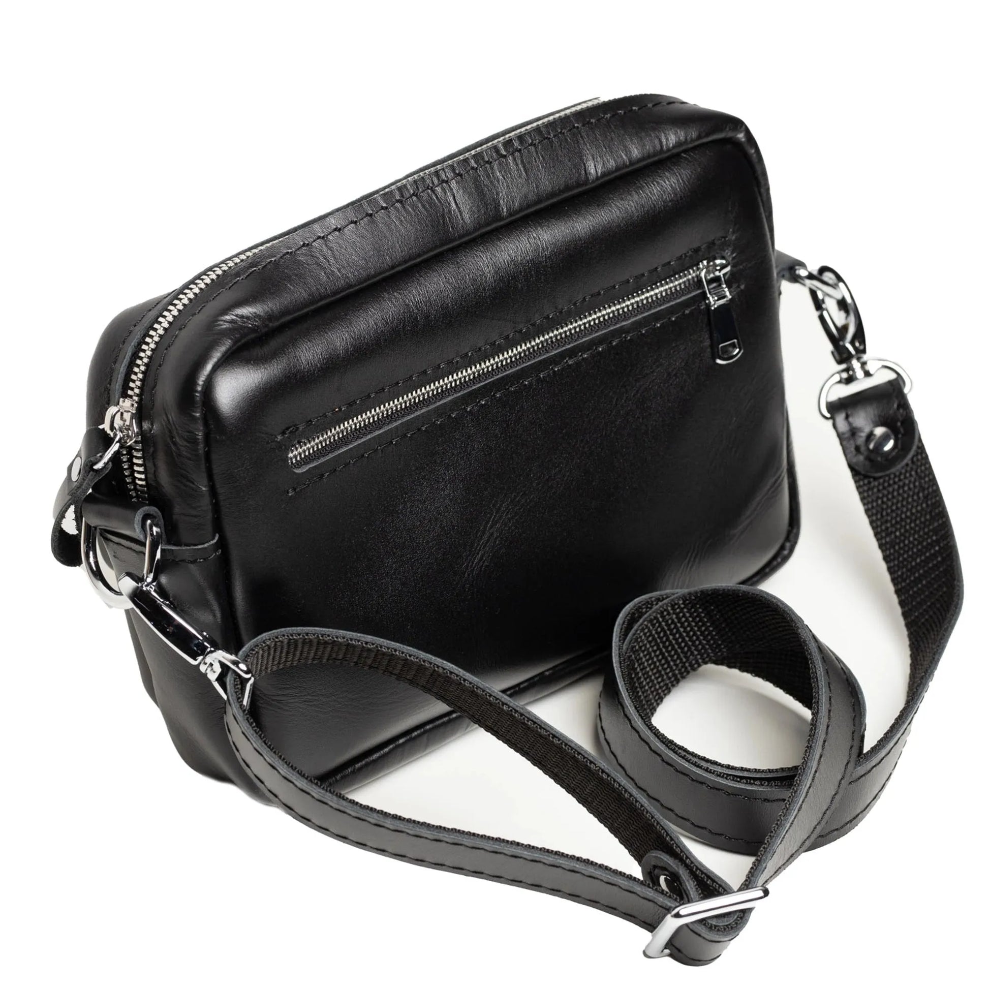 WalkBag - Leather Crossbody for Everyday | Smooth | Black - Wenderfarer