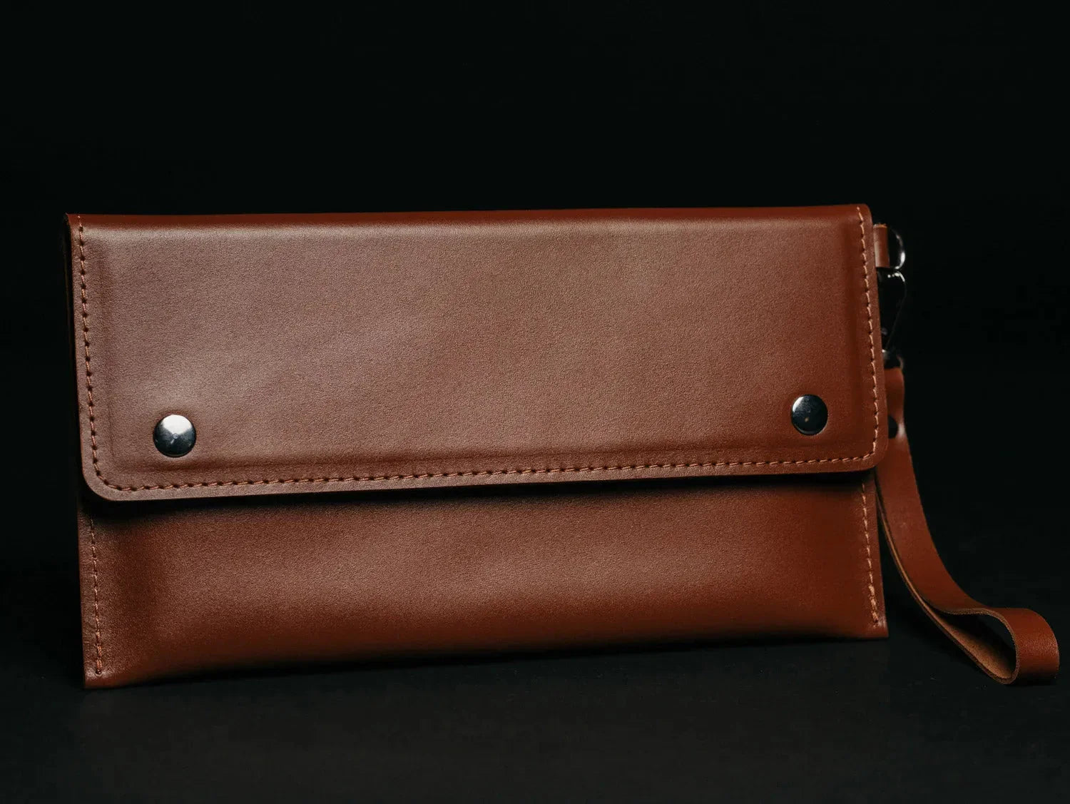 Double-Sided Leather Clutch with Handle