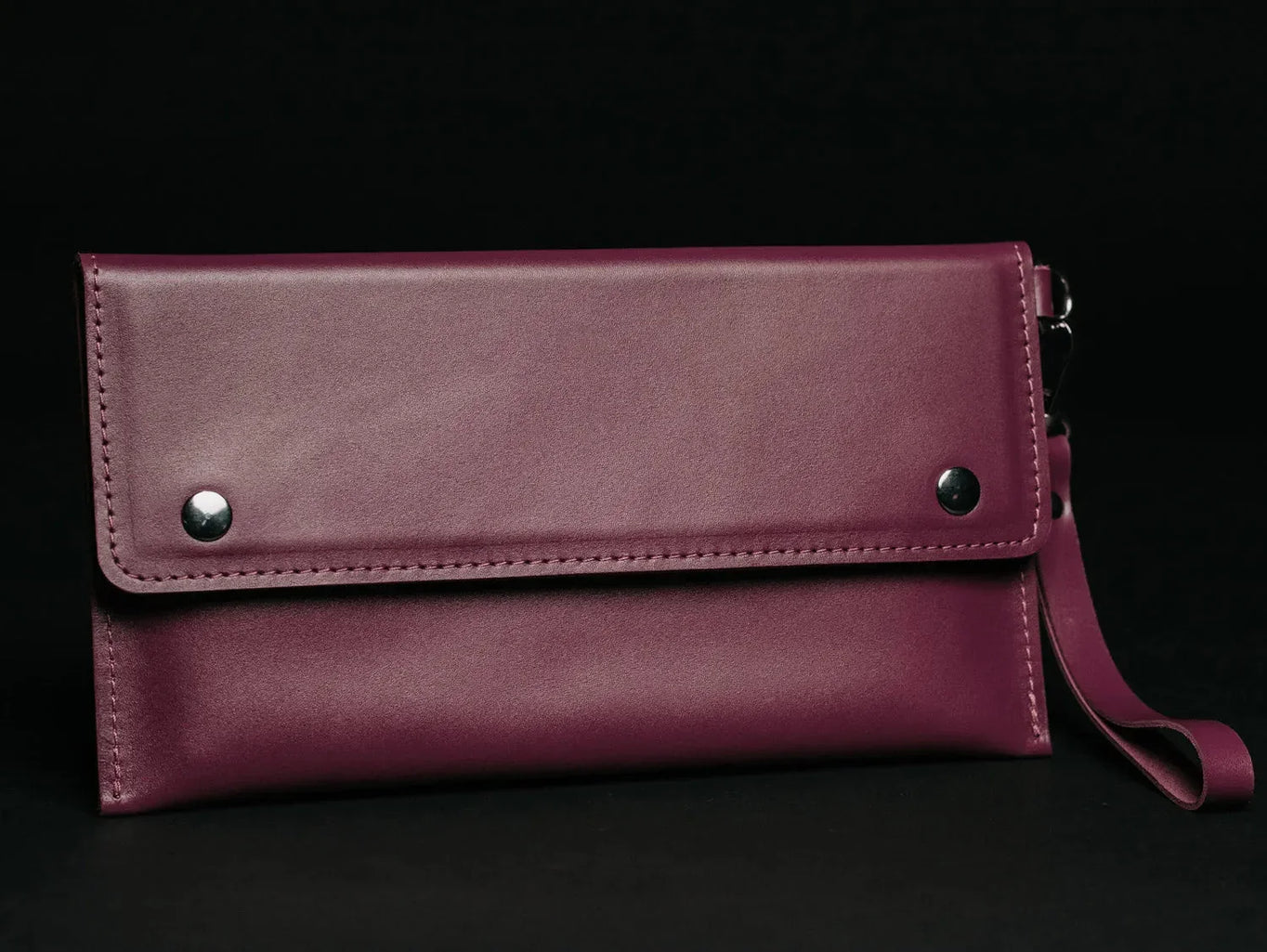 Double-Sided Leather Clutch with Handle