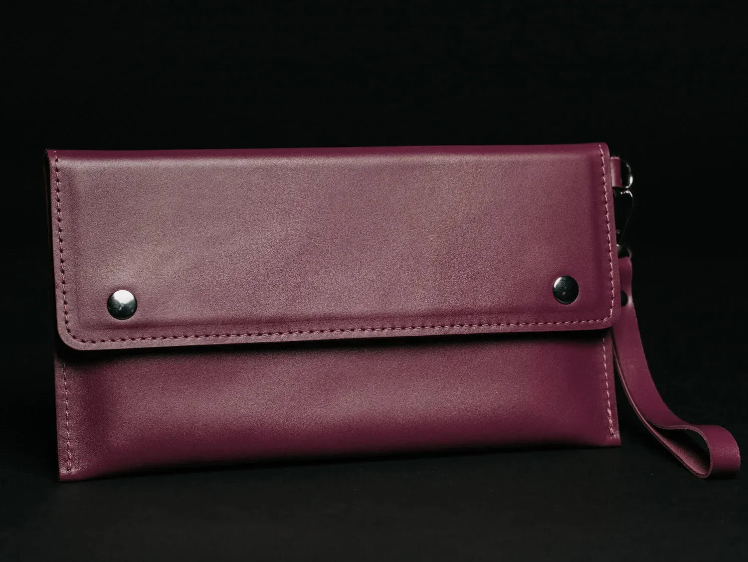 Double-Sided Leather Clutch with Handle