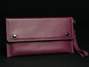 Double-Sided Leather Clutch with Handle
